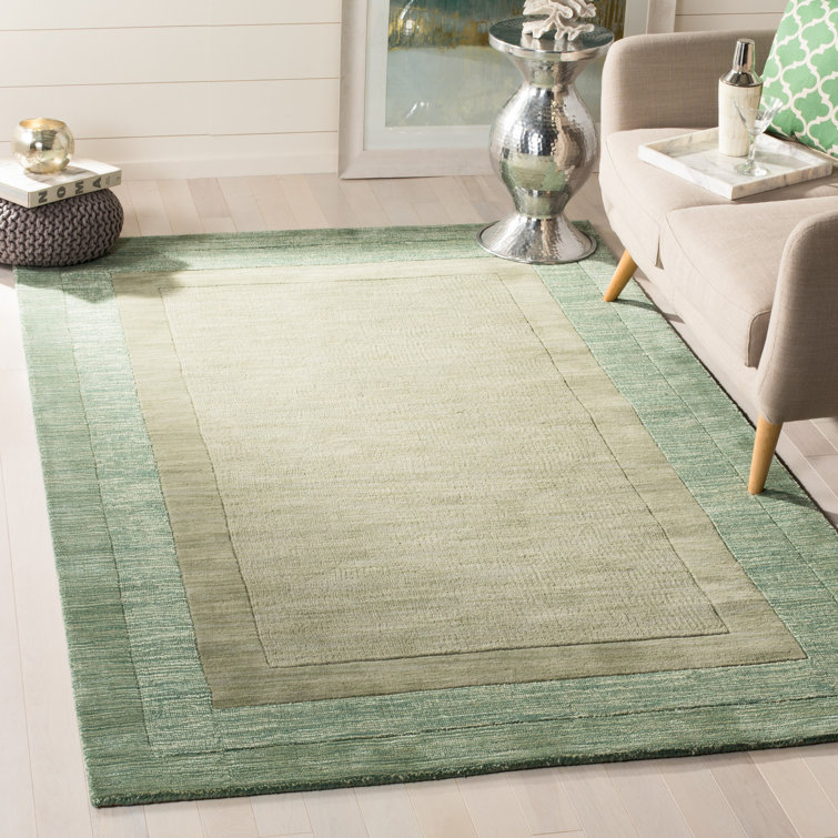 Highland Dunes Frederica Geometric Handmade Tufted Wool Green/Beige